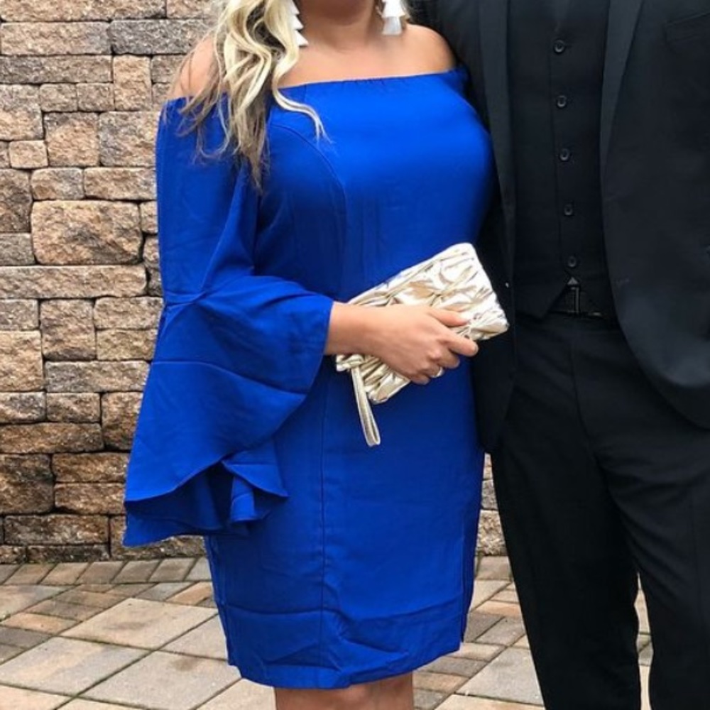 Venus Off the Shoulder Bell Sleeve Cocktail Dress